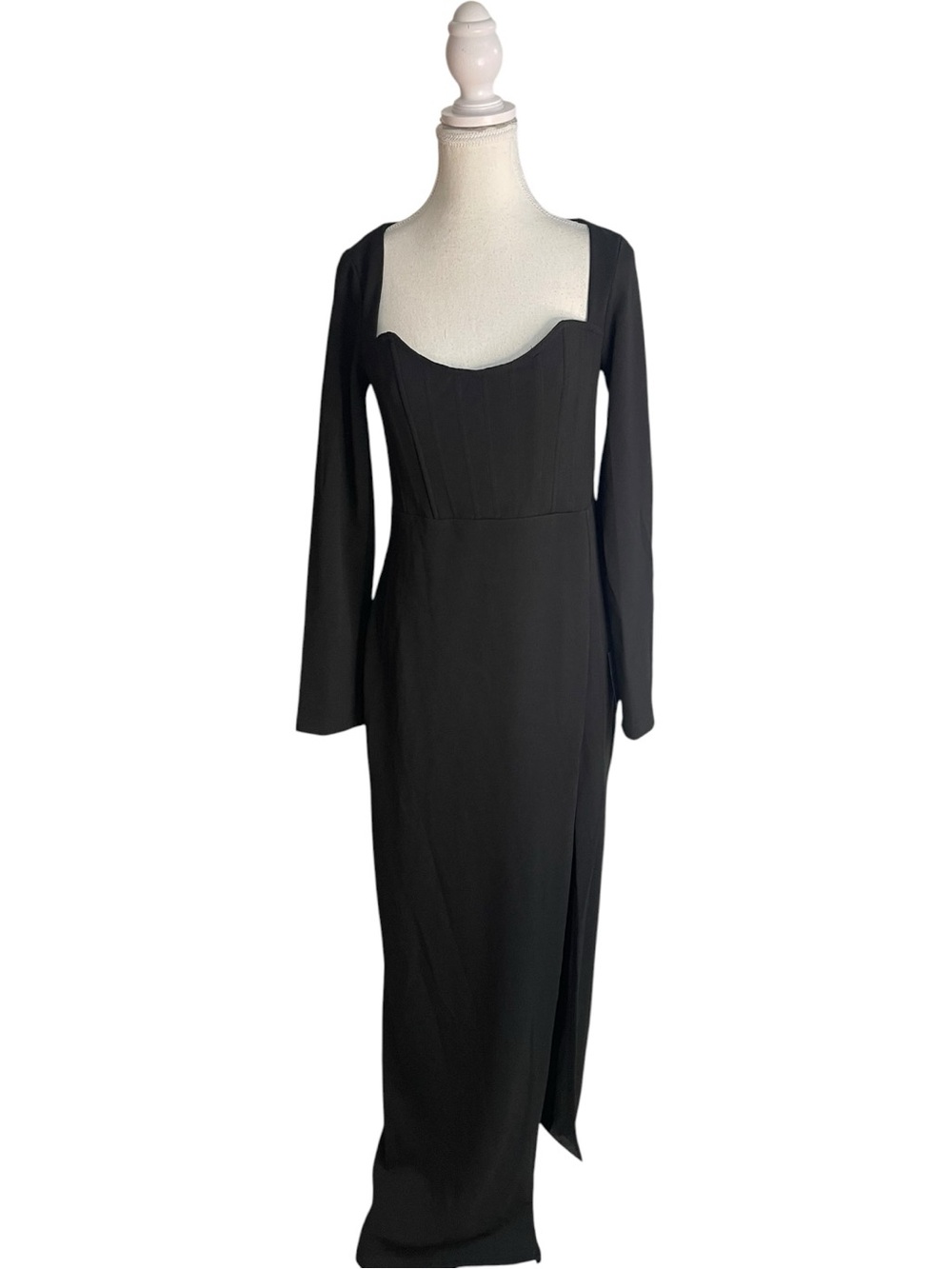 Lulus Glamorous Sweetheart Long Sleeve Maxi Dress Black